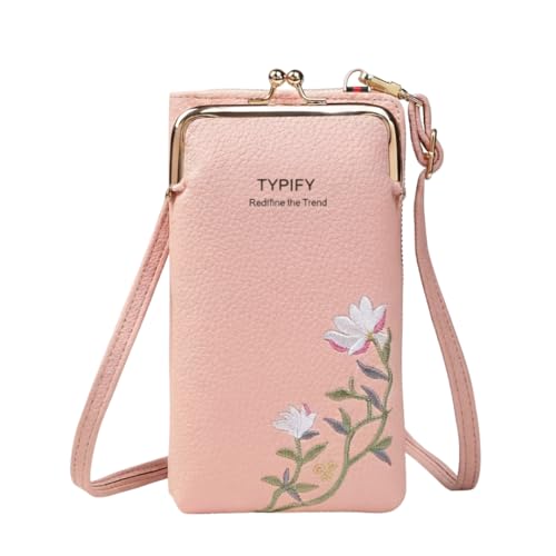 Image of TYPIFY Women's Mobile Sling Bag with Wallet | PU Leather Crossbody Pouch with Floral Embroidery | Lightweight Shoulder Purse for Girls & Ladies | Gift for Her