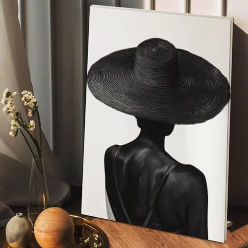 Art mural moderne noir et blanc : sublimez votre salon avec cette toile fille africaine 60x80cm