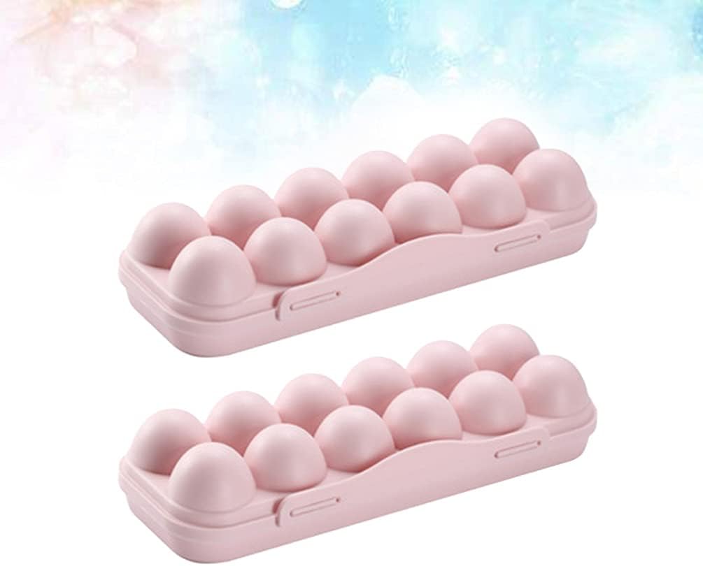 Cabilock 12 Egg Storage Box with Lid Clear Plastic Stackable Fridge Organizer Kitchen Egg Holder Space-Saving Refrigerator Tray for Household