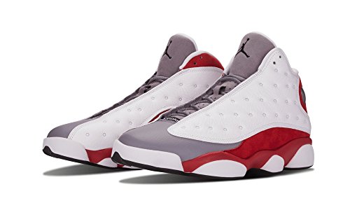 Nike Mens Air Jordan 13 Retro Grey Toe White/Black/Cement Grey-True Red Leather Basketball Shoes Size 9.5