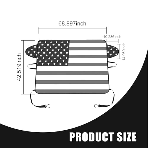 Image of 1 PC American Flag Car Windshield Snow Cover, 66.9In x 47.2In Durable Oxford Vehicle Front Window Winter Protection, Universal Foldable Waterproof Accessories for SUVs Trucks Cars (Black)