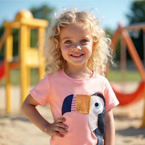 Toddler Girls Shirts Cotton T Shirts Kids Short Sleeve/Ruffle Long Embroidered Toddler Girls Tee Tops 2-8 Years.2