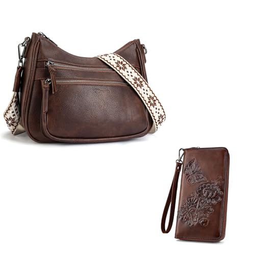 Crossbody Purses for Women and Embossed Wallet