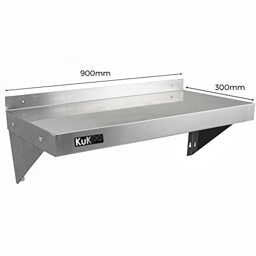 Kukoo Gastronomie Edelstahl Wandregal Küchenregal Edelstahlregal mit Gratis 2 x Mikrofasertuch 900mm x 300mm – Bild 4