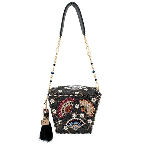 Mary Frances Fanfare Beaded Handbag Takeout Container Novelty Evening Purse Statement Bag, Black2