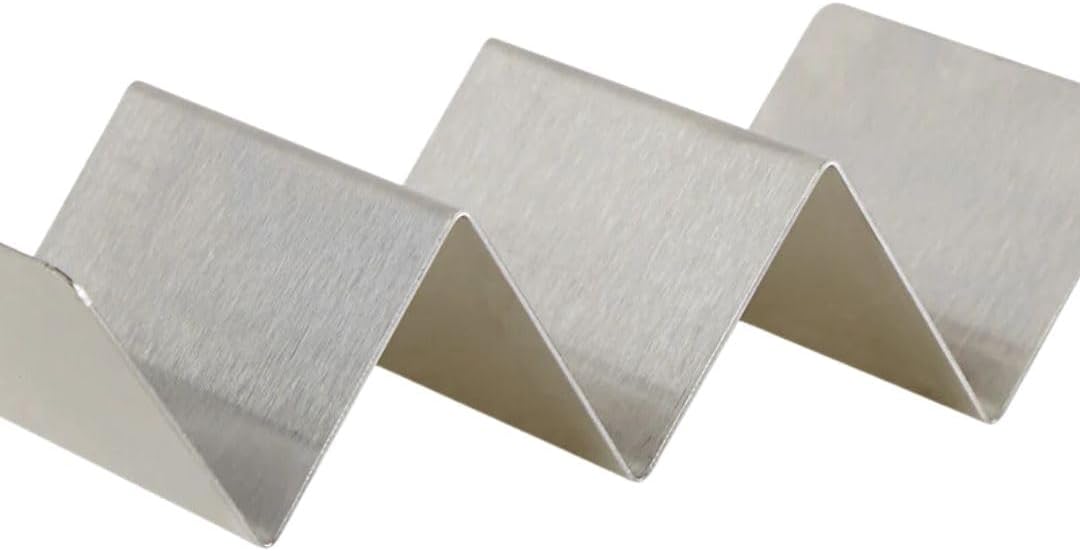 Soro Essentials- Set of 2 Stainless Steel Taco Holder 2-3 Slots- Soft or Hard Taco Shell Holder Stands for Party Taco Rack Street Taco Rack Taco Tray Plates Keeping Shells Upright Brushed finish