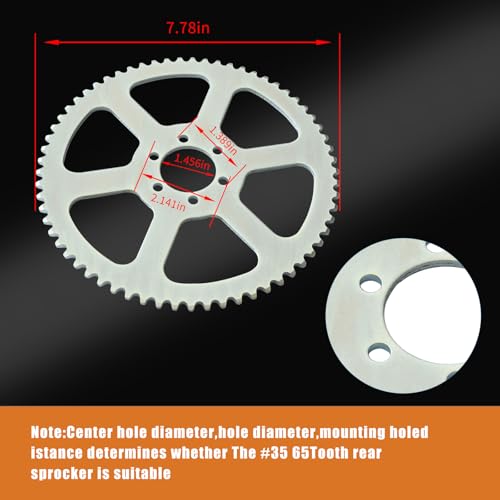 Image of JNDO Mini Bike Rear Sprocket 65 Teeth #35 Chain Sprocket Go Kart Sprocket Suitable for Coleman Ct100u Cc100x Motovox Mbx10 Mbx11 Baja Mega Moto Mm-B80 Mm-B105 Mini Bike Predator 79cc 89cc 100cc 2.8hp
