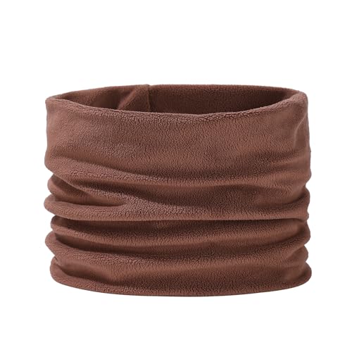 WEWE Scaldacollo invernale per uomo e donna, tubo flessibile in pile, tinta unita, maschera antivento, sciarpa circolare per sci, outdoor e uso quotidiano, W27, marrone, Taglia unica