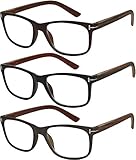 Reading Glasses 3 Pack Great Value Quality Readers Fashion Wood-Look Men and Women Unisex Glasses for Reading +2