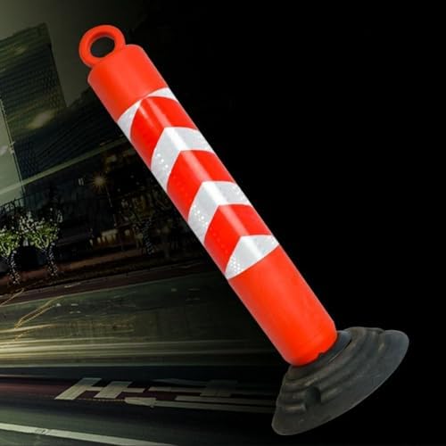 Reflective Plastic Traffic Safety Bollard with Rubber Base, Outdoor Parking Post for Driveways and Roads, Durable Blue Warning Cones for Enhanced Visibility