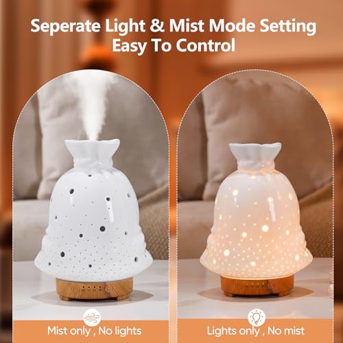 Image of 160ML Ceramic Diffuser for Essential Oils Lucky Bag Aromatherapy Diffuser Ultrasonic Cool Mist Humidifier with Intermittent Mist Modes Waterless Auto Off for Room Office