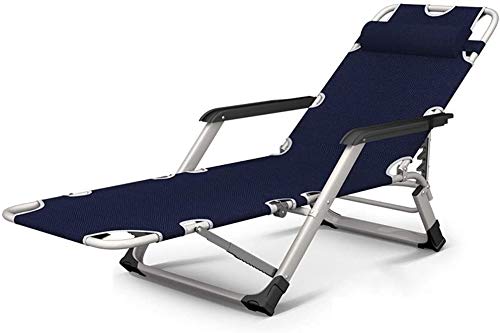 Chaise inclinable pliante avec dossier bleu respirant pour un transat de plage portable