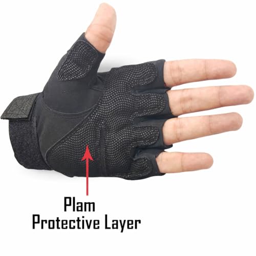 Image of Gloves for Men Bike Riding Half Finger | Hard Knuckle Protection, Breathable & Adjustable Wrist Strap | Hand Gloves for Bike Riding /Cycling |1 Pair (Black)