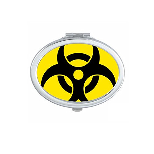 Miroir à main mignon petit format symbole danger chimique jaune