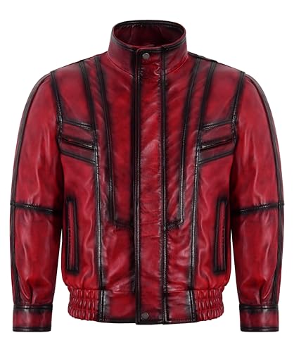 Veste en cuir vintage rouge pour vos sorties en ville style blouson 303
