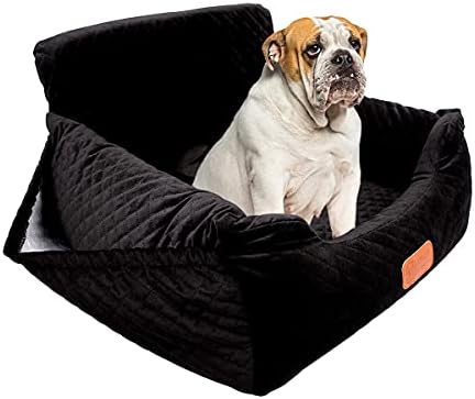 Tomyanner Dog Car Seat Pet Booster Seat with Pocket for Small and Medium Dogs Under 35 lbs Travel Safety,Non-Slip Base and Thickened Sponge Pad, can be Disassembled and Easy to Clean(Black)