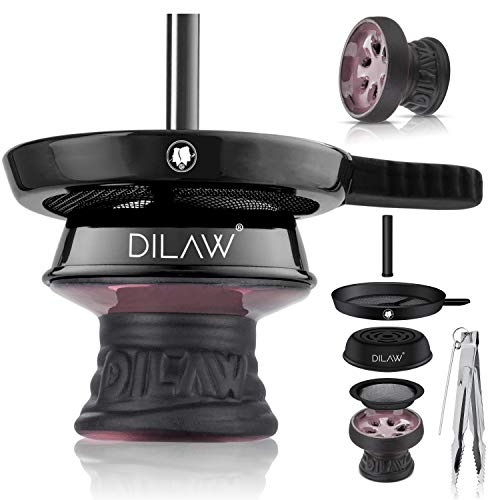 DILAW® Shisha Steinkopf Set Kaminkopf Small Tabaksieb Kohlezange Kaminaufsatz Tabak Kopf (Pink)