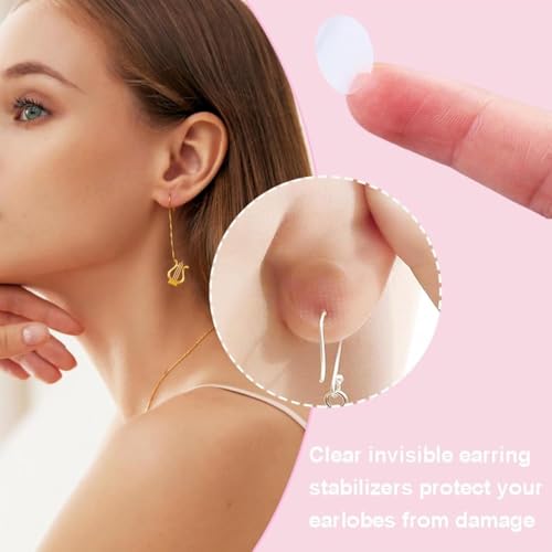Image of XELYTON Ear Lobe for Support Earrings, Patches Ear lobe Support for Heavy Earring, Invisible Sticker tape, Transparent EarLobe Tapes Ear Lifts Patches (Pack of 50)