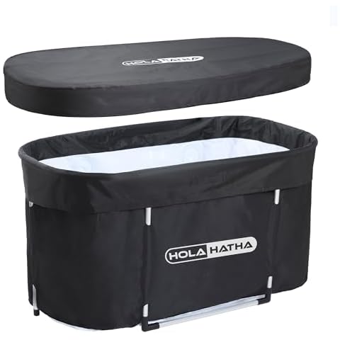 HolaHatha 129 Gal Ice Bath Tub, Portable Hot/Cold Water Plunge Recovery Tub w/Lid Cover