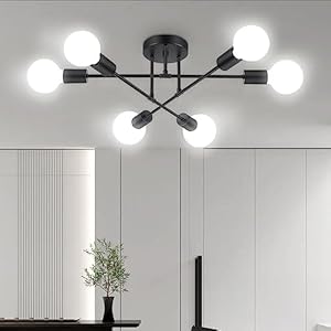 Black Ceiling Light Fixture, Modern Chandelier Light Fixture, Industrial Kitchen Light Fixtures Ceiling Mount & Dining Room Light Fixture,Sputnik Chandeliers for Bedroom,Ceiling Lights for Living Room