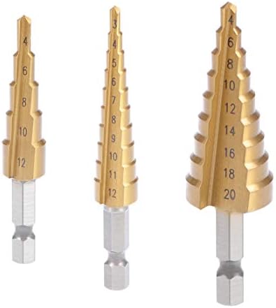 uxcell Step Drill Bits Set HSS 3-12mm 4 