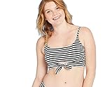 Xhilaration Juniors' Ribbed Tie-Front Bralette Bikini Top - Black/White Stripe - (XSmall)