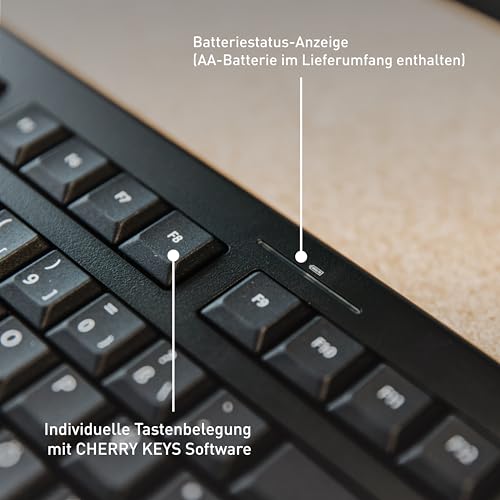 CHERRY KW 3000, Kabellose Tastatur mit Nummernblock, Spanisches Layout (QWERTY), 2,4 GHz Funk, Geräuscharme Tasten, Flaches Design… – Ansicht 6