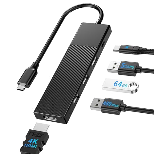 BHHB M86 Hub USB C HDMI 4K/ 100W PD Carga/USB 3.0 5Gbps/ 2*USB 2.0, Hub USBC 5 en 1 Multipuerto Adaptador Tipo C a HDMI Compatible con MacBook Pro/Air M4 M3 M2 M1, Mac, iMac, iPad, Laptop, Portátil