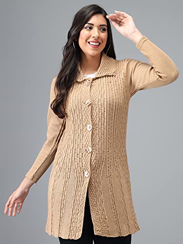 Image of eKools Women Wool Blend Banded Collar Cardigan