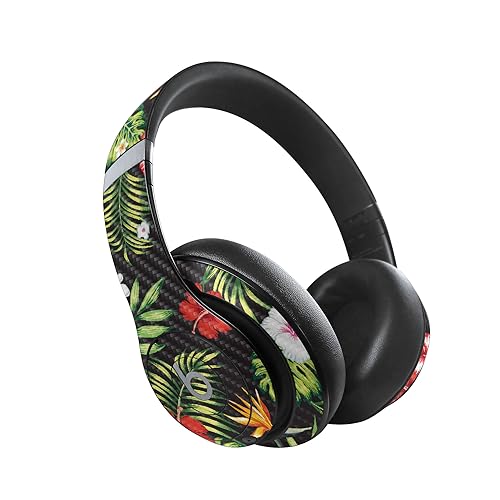 Image of MightySkins Carbon Fiber Skin Compatible with Beats Studio Pro - Dark Hibiscus | Protective, Durable Textured Carbon Fiber Finish | Easy to Apply