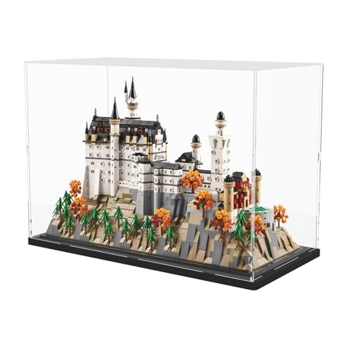 Image of Choowin Acrylic Display Case for Lego Neuschwanstein Castle 21063 for Lego Display Thickened Clear Acrylic Display Cases for Collectibles Assemble Dustproof Display Box(Black Base)