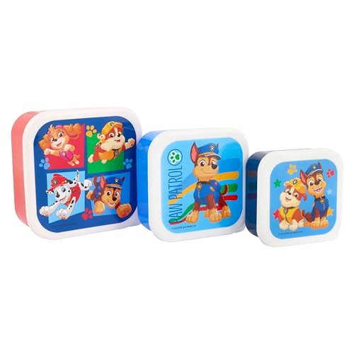 Paw Patrol Play Stackable Lunch Boxes - Set of 3 Durable & Eco-Friendly Ideal for Kids & Superhero Fans - Perfect for School Picnics & Travel