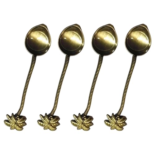 4 Piece Antique Design Cake Spoons with Smooth Grip Melal Metal Kitchen Utensils for Dessert Tableware Melal Metal Coffee Access
