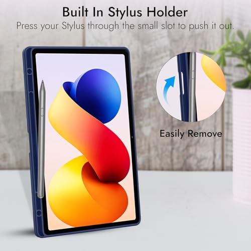 Image of Robustrion Cover for Redmi Pad 2 Pro 12.1 inch Cover Case with [Pencil Holder], Hybrid Cover Case for Redmi Pad 2 Pro Tablet Cover with Transparent Back [Auto Sleep Wake Support] - Navy