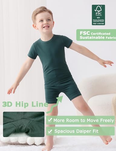 JunNeng Bamboo Viscose Toddler Pajamas,Baby Boy Girl Solid Snug Fit Short Sleeve Summer Sleepwear PJS4
