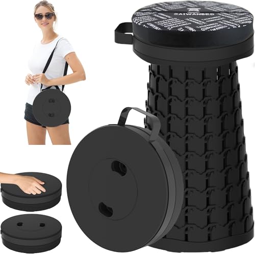 Image of 2026 Upgraded 45cm Collapsible Stool with Cushion, Maximum Loading 440 Pounds, Portable and Lightweight Adjustable Seat, Camping Retractable Stool for Outdoor Camping, Fishing, Hiking, BBQ