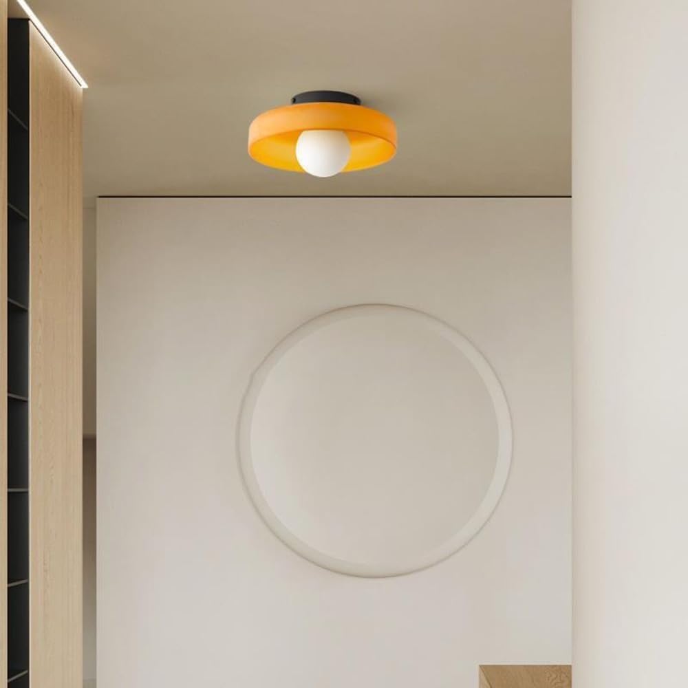 Lampy sufitowe Nowoczesne oświetlenie sufitowe w kształcie misy E27 w stylu vintage w pobliżu sufitu Duża pomarańczowa szklana lampa sufitowa do sypialni, łazienki, pralni (
