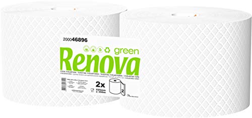 Renova Green Bobinas Multiusos | 2 Bobinas de 350 Metros | Papel Blanco 2 Capas | Certificado Ecolabel