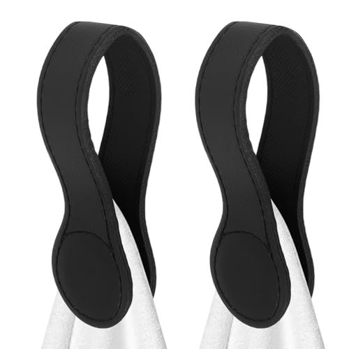 Guniata 2 Stück Magnetische Handtuchclips Handtuchhalter Leder Leicht Zugänglicher Handtuchaufhänger für Küchen und Badezimmerzubehör(schwarz 2pcs)