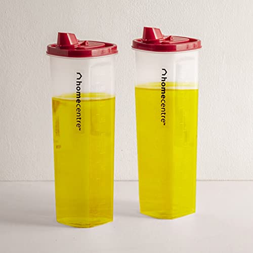 Image of Home Centre |Corsica Ooze Set of 2 Polypropylene Oil Containers - 1L|Oil and Spice|Kitchenware|Oil and Vineger Servers|Transparent