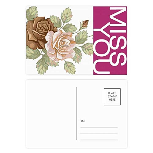Cartes postales roses et fleurs pour remerciements DIYthinker - Lot de 20