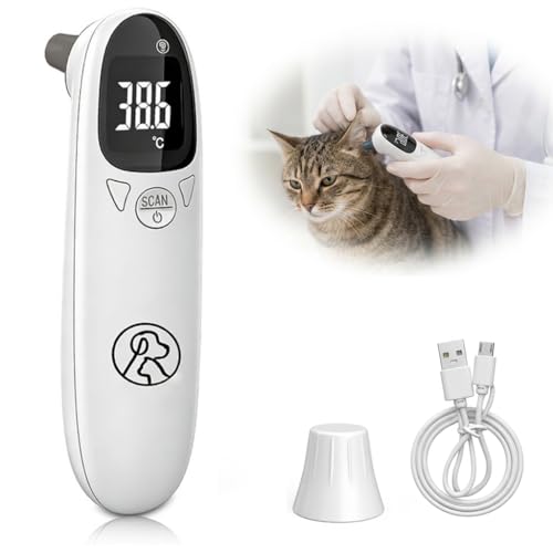 Thermomètre pour Animaux Vétérinaire Thermomètre Auriculaire Chien Chat Bovin Cheval Porc Mouton Thermomètre Numérique Rapide Écran LED Double Mode...