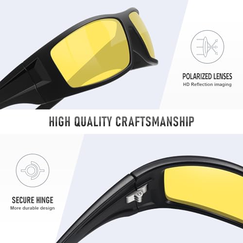 Image of Polarized Sports Sunglasses for Men Women,Driving Fishing | UV400 Protection Anti-Glare Lens, Wrap Around Sunglasses for Cycling,Hiking,Golf & Outdoor Sports Unbreakable Frame