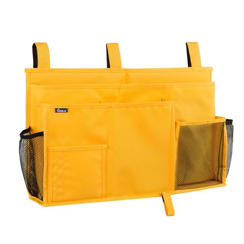 Image of Surblue Caddy Hanging Organizer Bedside Storage Bag for Bunk and Hospital Beds, Dorm Rooms Bed Rails(8 Pockets),Yellow