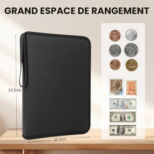Classeur 300 Pièces 24 Billets – Album Numismatique avec Fermeture Éclair – vue 4