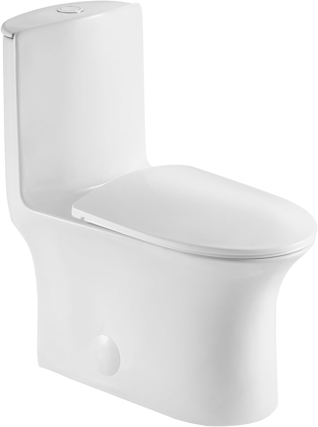 JINGZE Dual Flush Elongated Standard One Piece Toilet for Bathroom Comfort Height in White