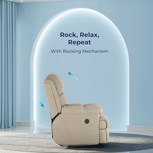 Image of The Sleep Company Luxe Motorised Recliner Sofa | Recline, Rock, Revolve | Patented SmartGRID Technology | German Engineered Mechanism | 1 Seater - Superior Seat Comfort | Beige | Free Installation