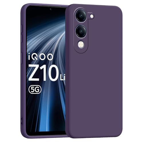 Image of amazon basics Back Cover for Vivo T4 Lite /iQOO Z10 Lite 5G | Ultra Slim Soft Rubberised Case | Matte Silicone Flexible Mobile Case | Camera Protection - Purple