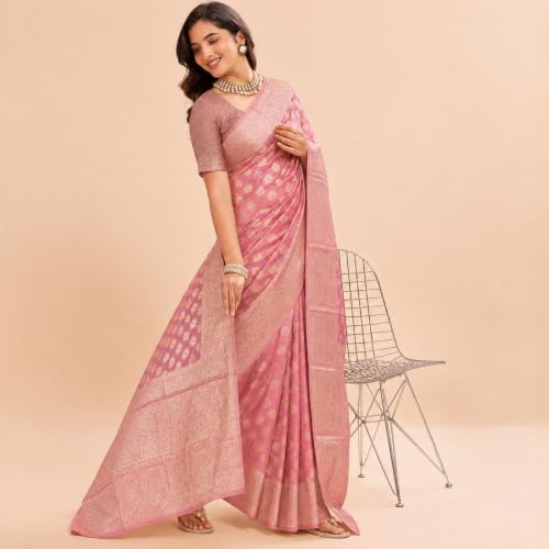 Image of Organza Silk Saree Wedding For Women Banarasi Sadi Original Kanchipuram Pure Rich Pallu Sari With Blouse Piece