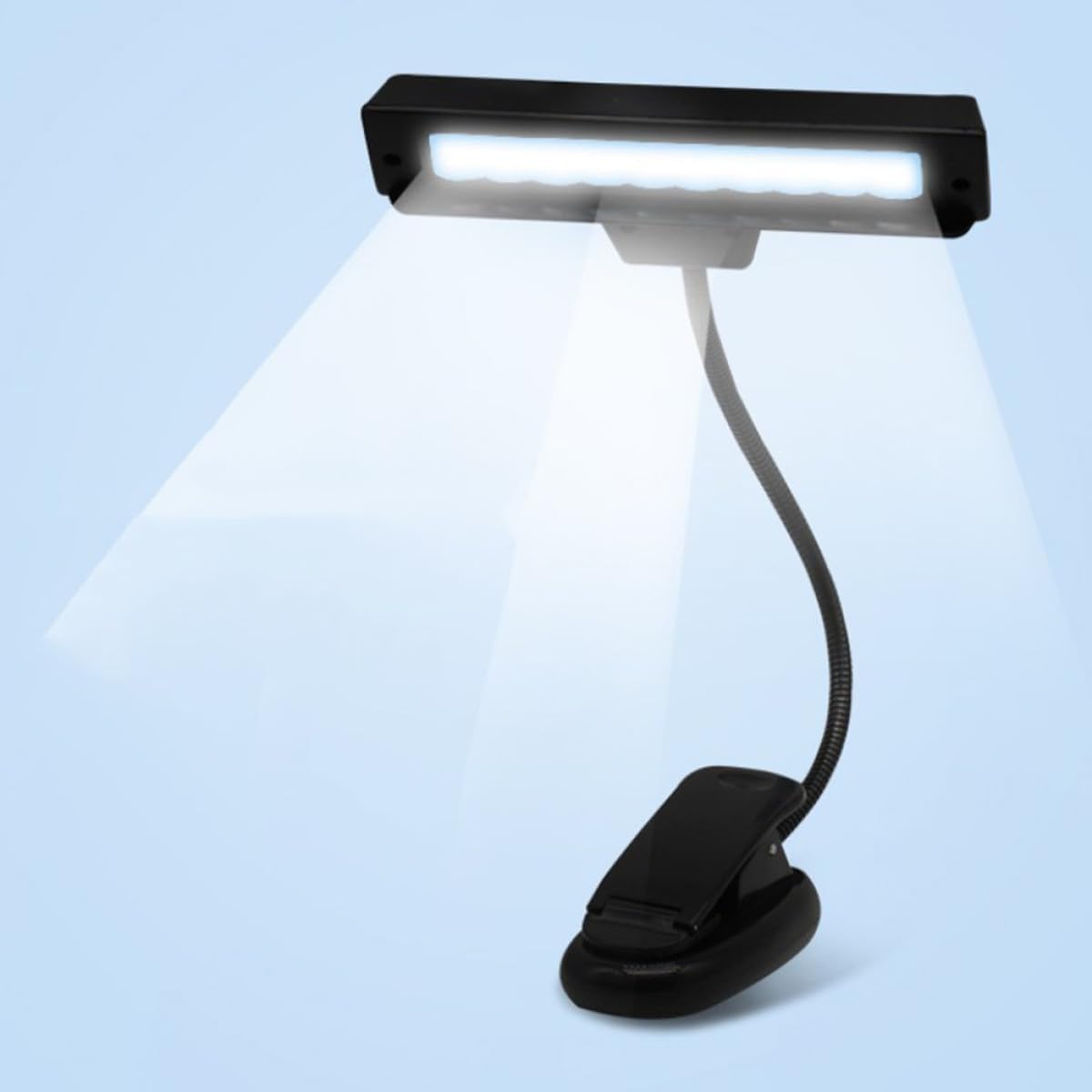 Music Score Lamp LED Clip-on Light with 10-led Single Rod, USB Rechargeable and Battery Powered, Eye Protection Reading Lamp for Piano, Guitar, and Music Stand Use